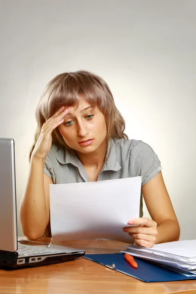 Portrait of a tired young businesswoman — Stock Photo, Image