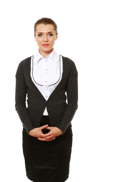 A young businesswoman is standing — Stock Photo, Image