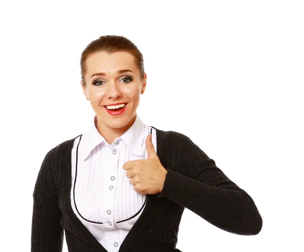 A young woman showing ok — Stock Photo, Image