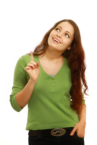 A smiling girl is looking — Stock Photo, Image