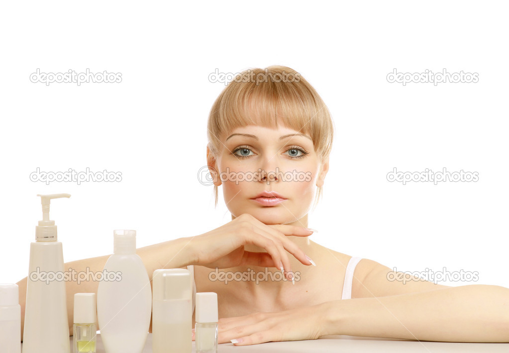 A beautiful woman with cosmetics