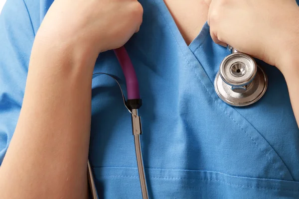 Close-up beeld van stethoscoop en medische uniform — Stockfoto