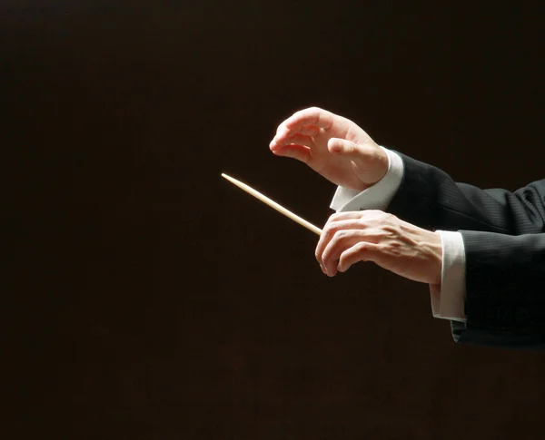 Concert conductor's hands with a baton — Stock Photo, Image