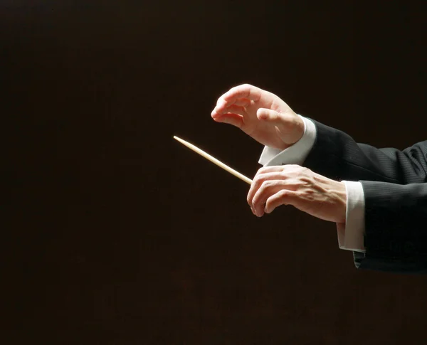 Concert conductor's hands with a baton Royalty Free Stock Images