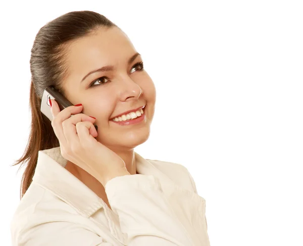 Mulher com telefone isolado — Fotografia de Stock