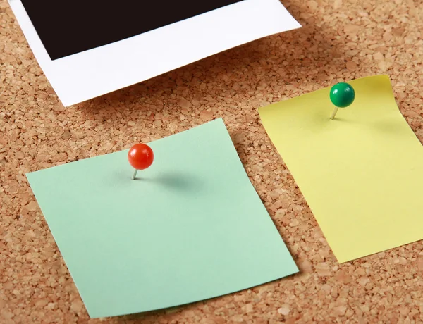 Cork message board with various paper notes. — Stock Photo, Image