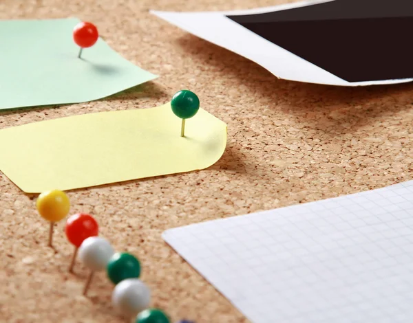 Cork message board with various paper notes. — Stock Photo, Image