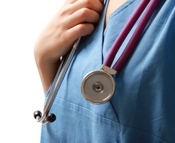 Close-up beeld van stethoscoop en medische uniform. — Stockfoto