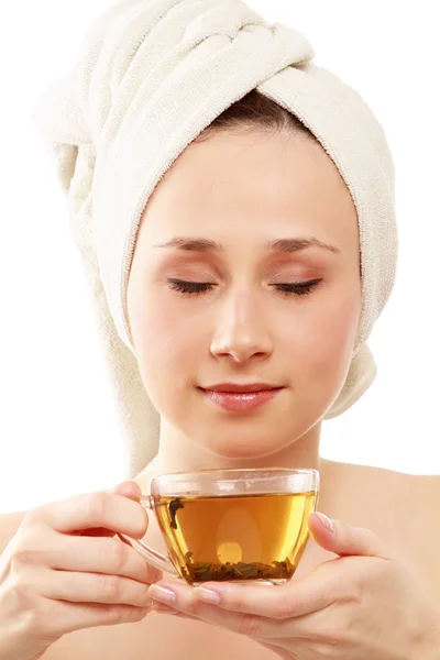 A young woman with tea — Stock Photo, Image