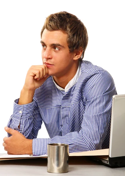 A pensive businessman at his workplace — Stock Photo, Image