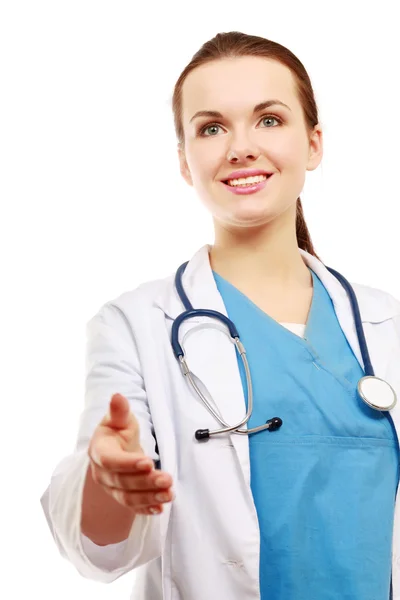 Een vrouwelijke arts handdruk — Stockfoto