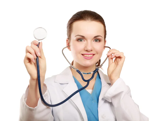 Une femme médecin avec un stéthoscope — Photo