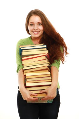 kitap tutan bir gülümseyen kadın