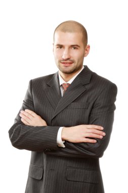 Beyaz üzerinde başarılı bir işadamı portresi