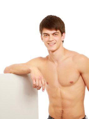 Yakışıklı genç ve boş Pano