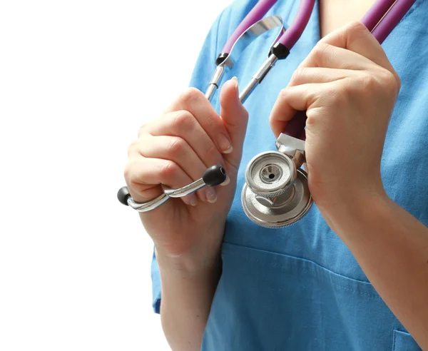 Médico sorridente com estetoscópio — Fotografia de Stock