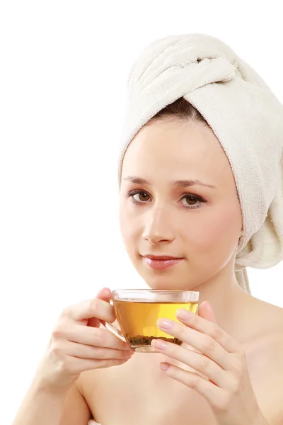 Woman enjoying tea — Stock Photo, Image