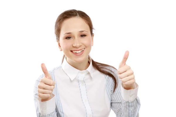 A young woman showing ok — Stock Photo, Image