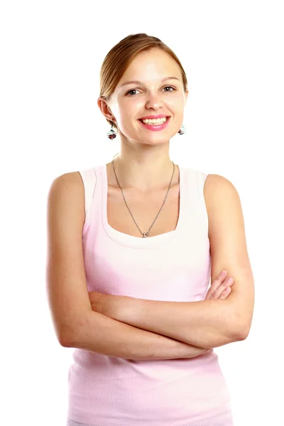 Beautiful teen girl with folded arms — Stock Photo, Image