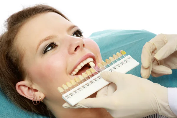 Female patient having teeth treatment — Stock Photo, Image
