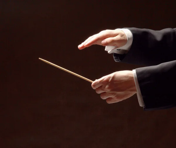 Conductor conducting orchestra — Stock Photo, Image