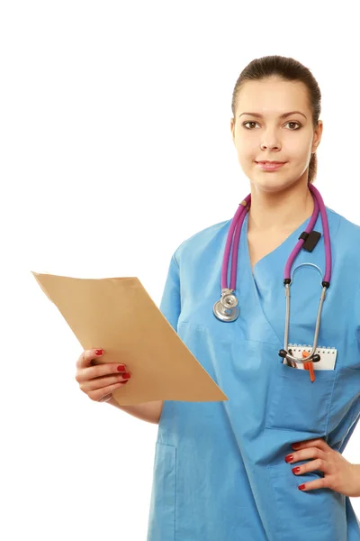 Female doctor with papers — Stock Photo, Image