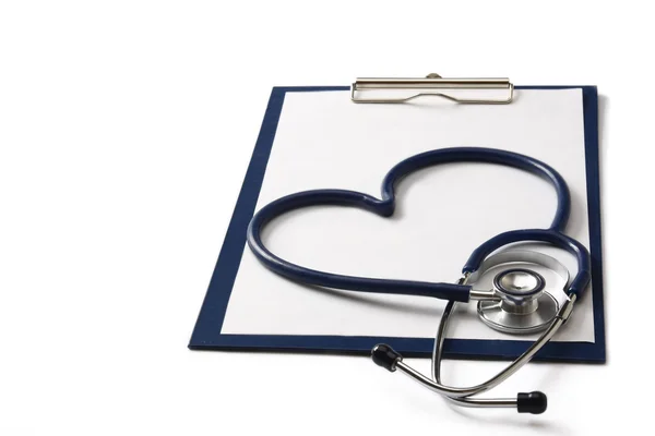 Niebieski stetoskop w kształcie serca — Zdjęcie stockowe