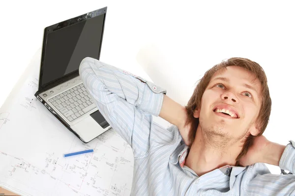 Young architect at his workplace — Stock Photo, Image