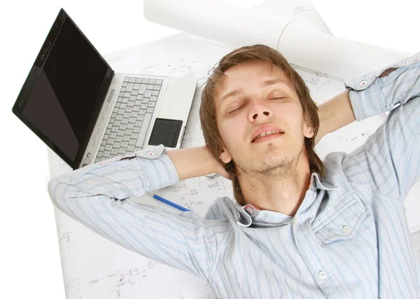 Young architect at his workplace — Stock Photo, Image