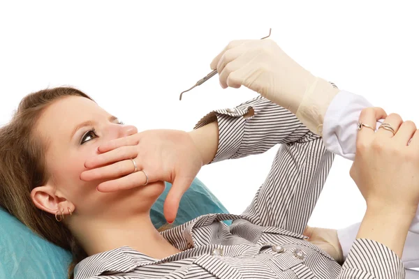 Mujer en el dentista — Foto de Stock