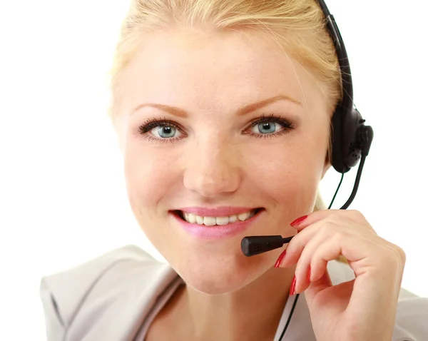 Happy businesswoman with headset Royalty Free Stock Photos