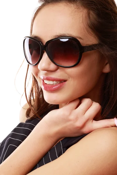 Close up of cute young girl wearing sunglasses Stock Photo