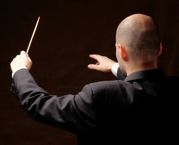 Concert conductor with baton Royalty Free Stock Photos