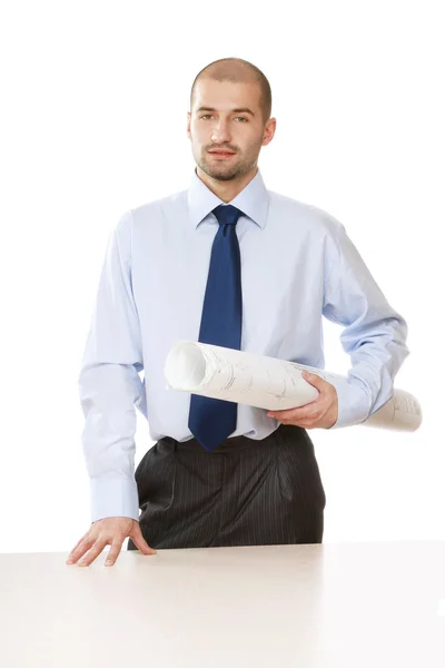 A young office worker with a draft — Stock Photo, Image