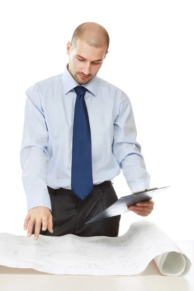 A young office worker with a draft — Stock Photo, Image