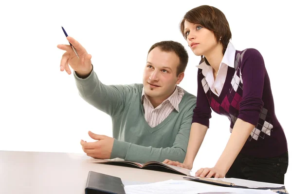 Business woman and man In the office — Stock Photo, Image