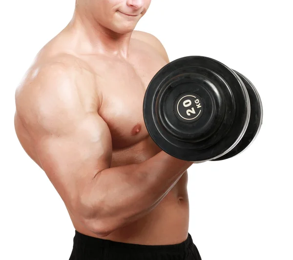 Hombre haciendo ejercicio con pesas — Foto de Stock