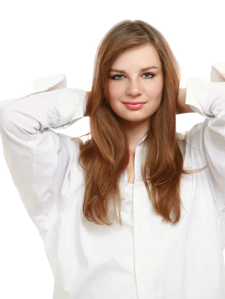 Retrato de una joven empresaria feliz — Foto de Stock