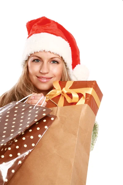 Young woman with Santa hat — Stock Photo, Image
