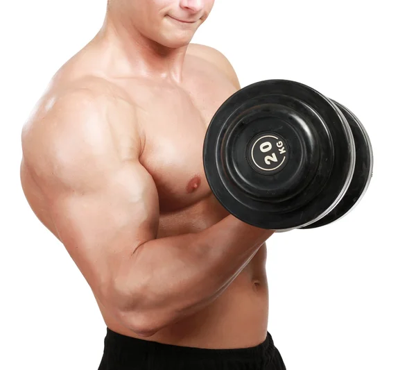 Schöner muskulöser Mann trainiert — Stockfoto