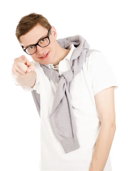 Closeup of a man pointing at you — Stock Photo, Image