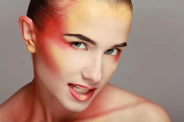 Indah make up bibir cerah — Stok Foto