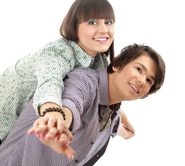 Portrait of young happy smiling couple — Stock Photo, Image