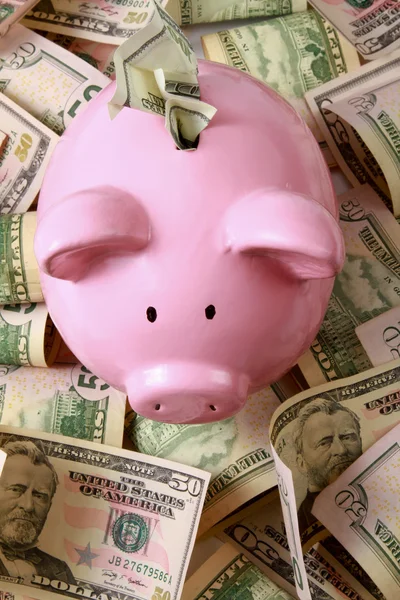 Sparschwein auf Dollar. — Stockfoto