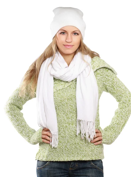 Vrouw gekleed voor de winter — Stockfoto