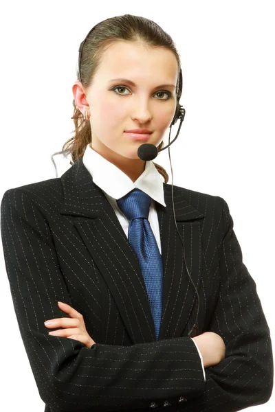 Young customer service girl with headset. — Stock Photo, Image
