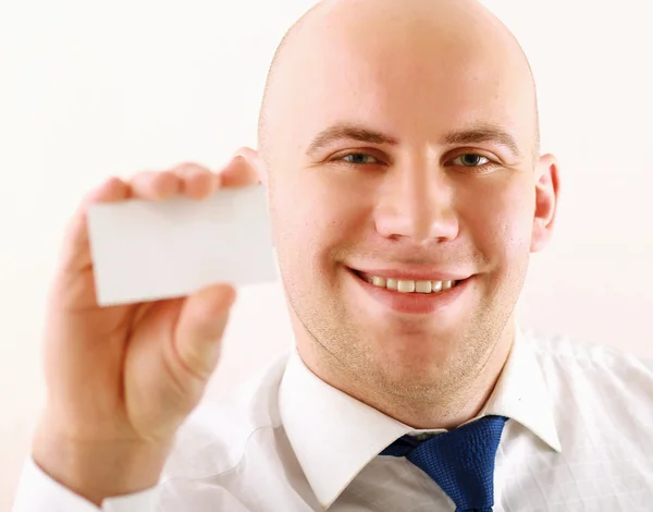 Handsome business with card — Stock Photo, Image