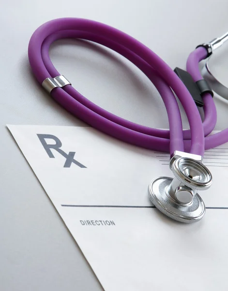 Stethoscope on a rx prescription — Stock Photo, Image