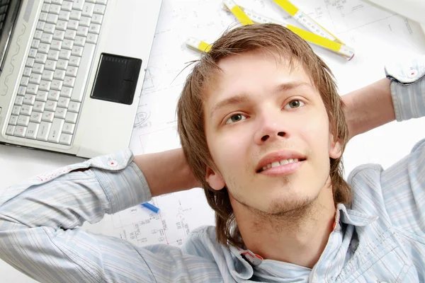 A young architect at his workplace — Stock Photo, Image