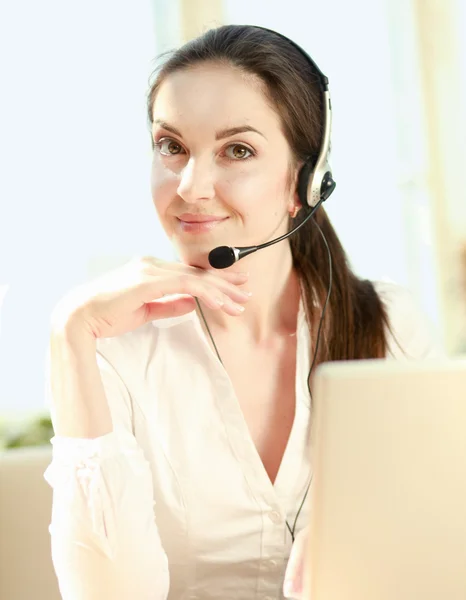 Klant dienst meisje werken. — Stockfoto